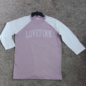 PINK Victoria's Secret Mauve and White Long Sleeve Tee